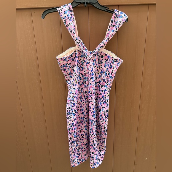 House of CB Pink and Blue Off The Shoulder Patterned Dress - Picture 2 of 3